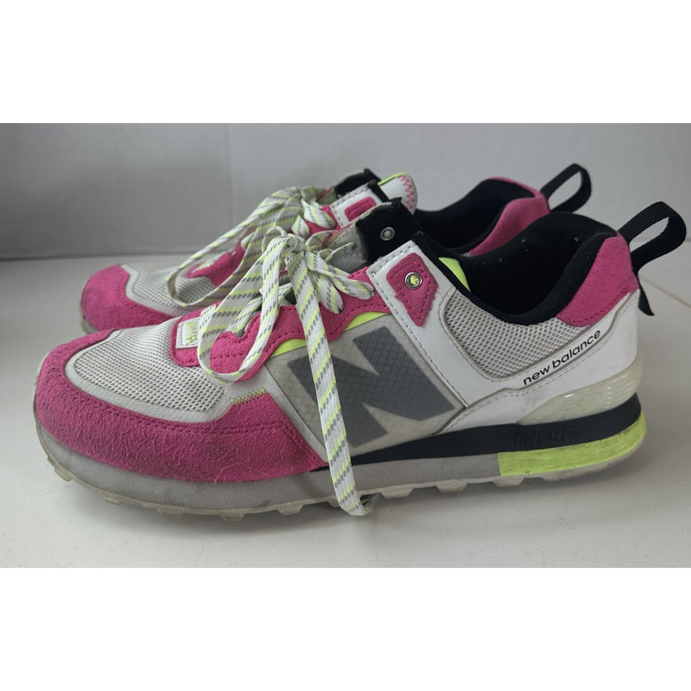 New Balance 574 Running Sneakers Green White Pink Glow Shoes Women's US Size 11 - Picture 7 of 15